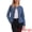 Blue, variant on Women's Peplum Hem Button Down Collarless Jean Jacket XS Blue