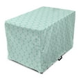 thumbnail image 1 of Aqua Damask Dog Crate Cover, Vintage Lace Look Rhythmic Delicate Motif in Green Tones Monochrome Print, Easy to Use Pet Kennel Cover Small Dogs Puppies Kittens, 7 Sizes, Seafoam White, by Ambesonne, 1 of 6