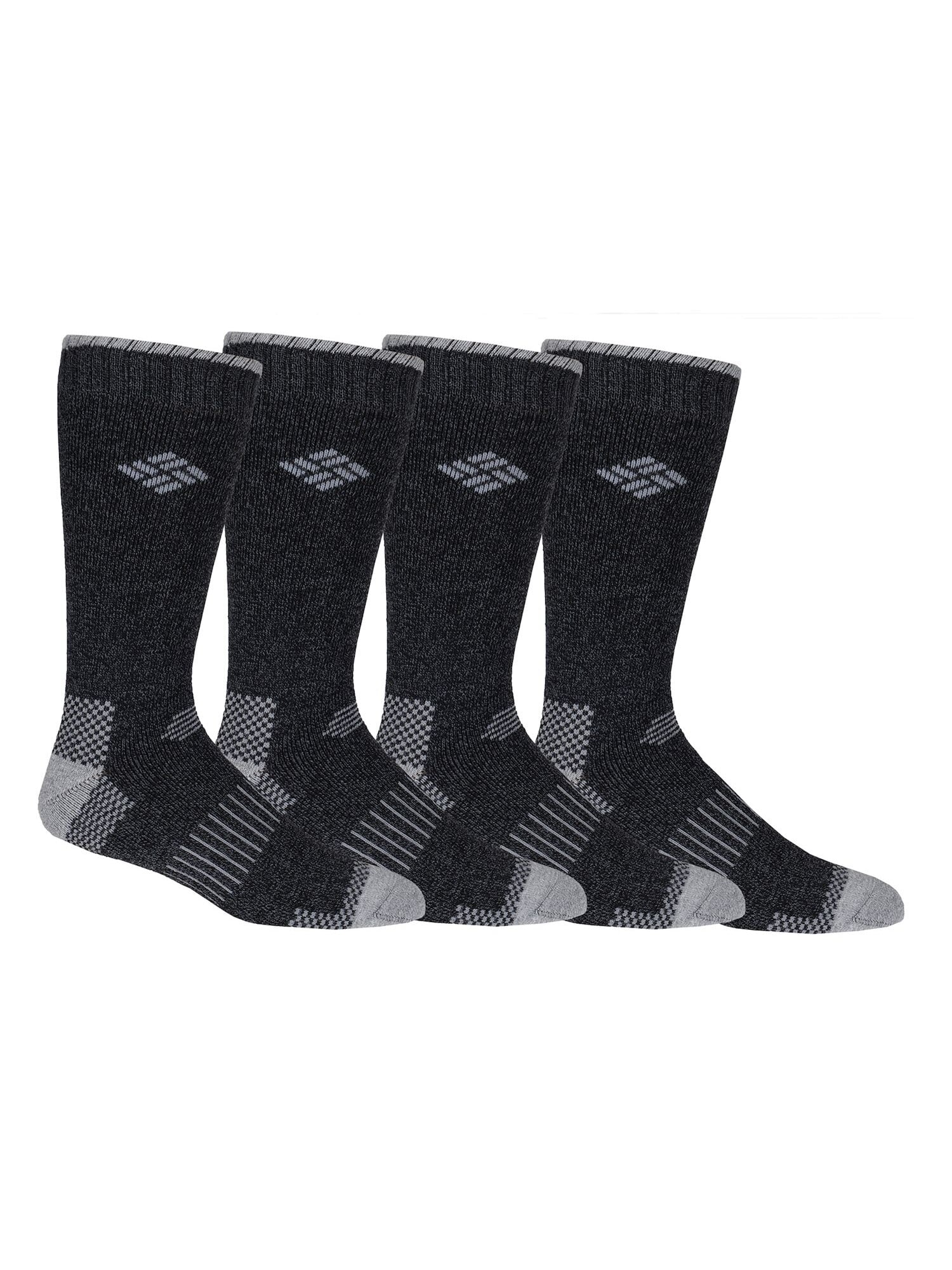 Columbia Men’s Size 6-12 Socks Moisture Control Ribbon 4 Pack Black New 