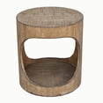 thumbnail image 2 of Benjara Roki Side End Table w Shelf- 22" Natural Brown Pine Wood Round Top, 2 of 5