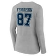thumbnail image 3 of Women's Jake Ferguson Gray Dallas Cowboys Icon Player Name & Number Long Sleeve V-Neck T-Shirt, 3 of 3