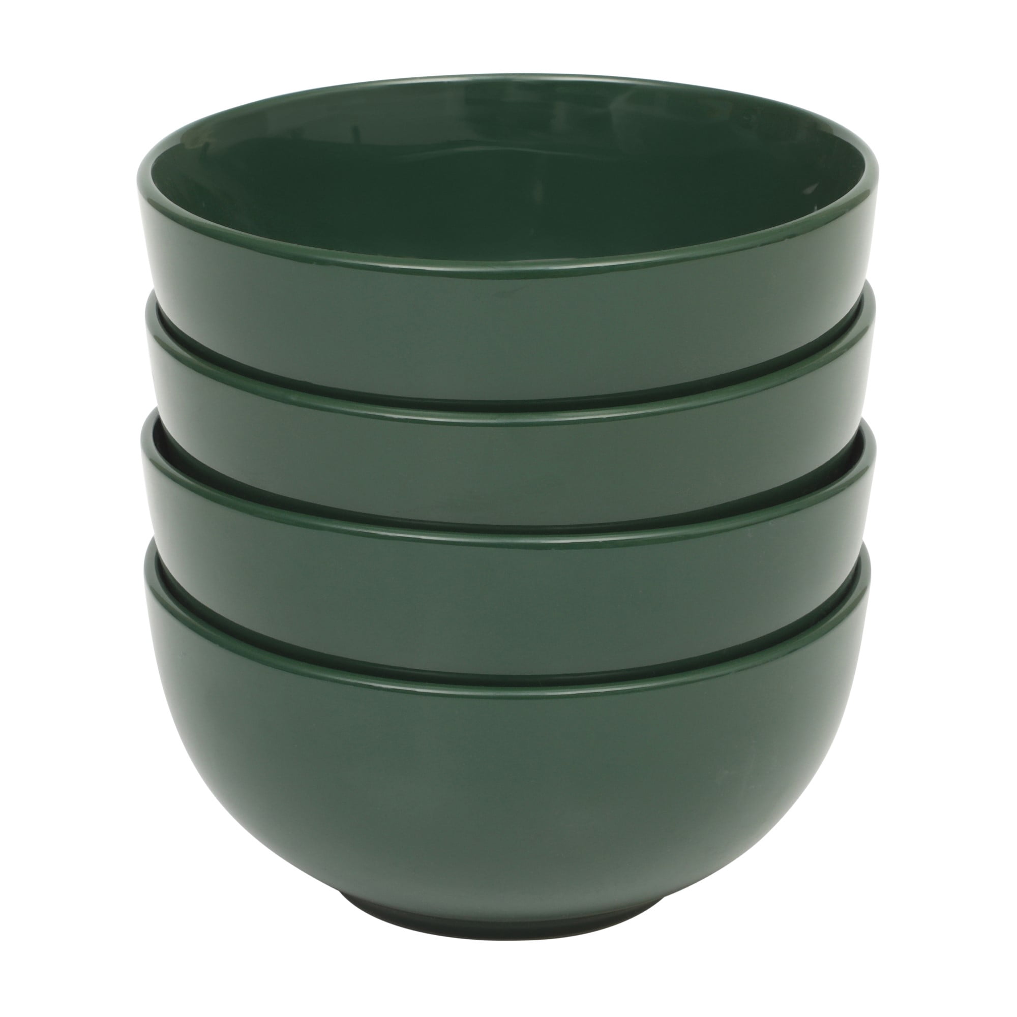 Gibson Home Simple Essential 12 Piece Plates and Bowls Porcelain Solid Color Dishes Ceramic Dinnerware Set - Hunter Green