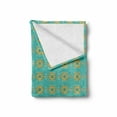 thumbnail image 2 of Yellow Damask Soft Flannel Fleece Throw Blanket, Oriental Themed Geometric Tile Repeating Hexagon Pattern, Cozy Plush for Indoor and Outdoor Use, 60" x 80", Turquoise Yellow, by Ambesonne, 2 of 6
