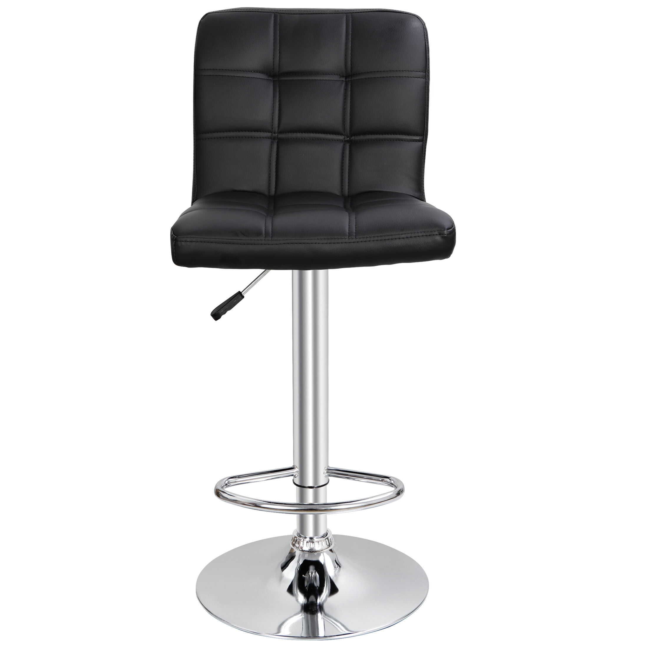 ZenSports Set of 2 Height Adjustable Swivel Bar Stool PU Leather W/Back, Black
