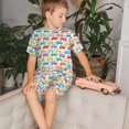 thumbnail image 4 of Fotbe Colorful Bus Pijama Estampada de 2 Piezas para Niños – Ropa de Dormir de Manga Corta Cómoda para Niños y Niñas, Camiseta y Shorts de Algodón-Large, 4 of 6