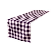 LA Linen Polyester Gingham Checkered 14 by 108-Inch Table Runner, Pink and White