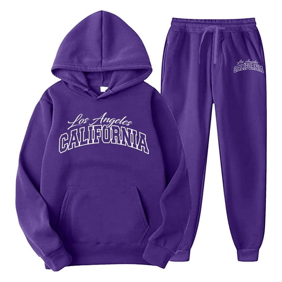 Ediodpoh Men's Suits Sweat Suits for Men Letter Printing Long Sleeve Sweatsuits Hoodie and Pants Track Suits Mens Purple M