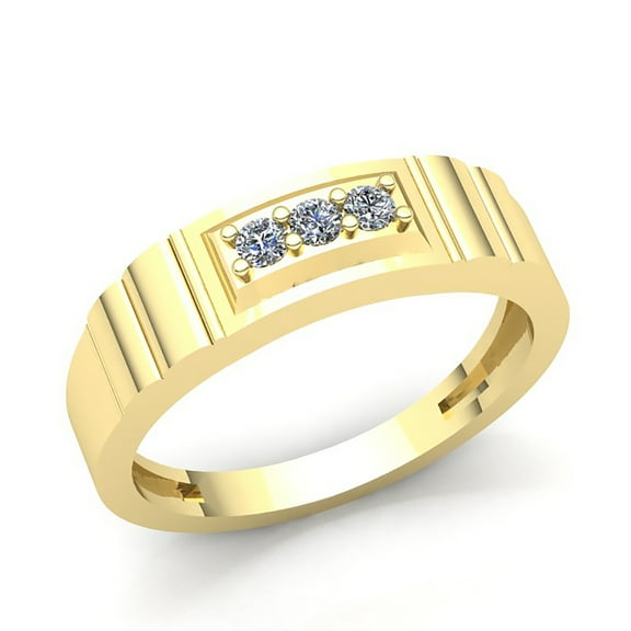 Real 0.25ctw Round Cut Diamond Mens Classic Three-stone Anniversary Wedding Band Solid 14K Rose, White or Yellow Gold FG VS