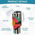 thumbnail image 2 of Yayeee 40oz Stainless Steel Tumbler with Straw and Handle Double-Wall Insulated Travel Water Bottle, Geometric Circle, 2 of 8
