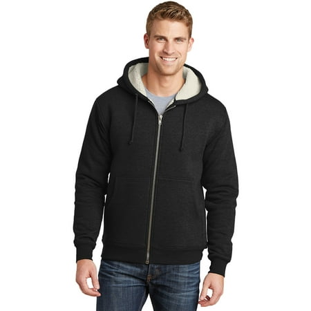 - CornerStone Men's Heavyweight Sherpa Lined Hooded Fleece Jacket_Black_S