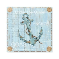 Stupell Industries Blue Maritime Anchor Inspirational Painting Gallery Wrapped Canvas Print Wall Art, 17 x 17