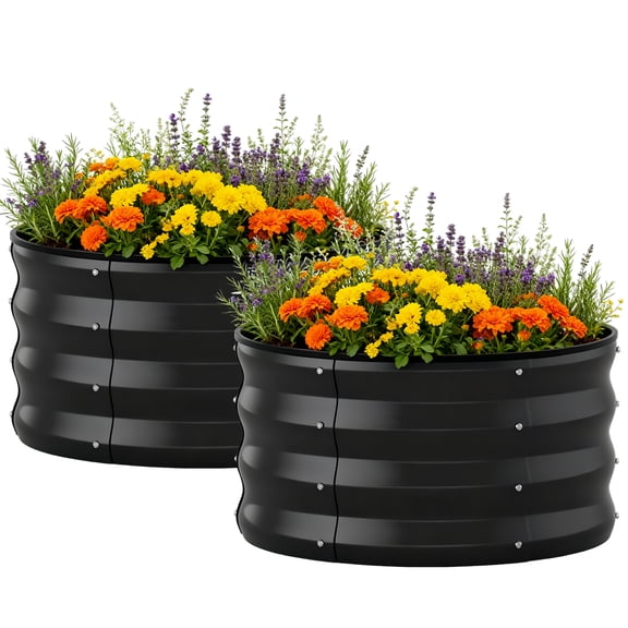 CloudRest Pro Raised Garden Bed, 23.2" x 11.8" Corrugated Metal Planter Box for Outdoor/Indoor Vegetable & Flower Growing
