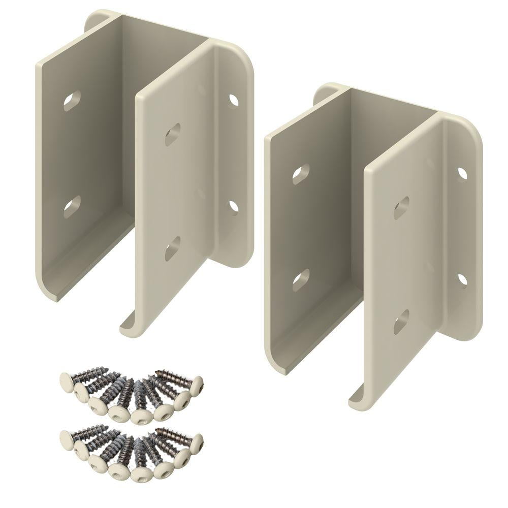 Outdoor Essentials Tan Vinyl Fence Brackets, 2-pack