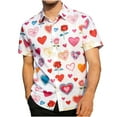 thumbnail image 1 of Chemise Unisexe à Manches Courtes avec Imprimé de la Saint-Valentin, Chemise Décontractée Boutonnée Assortie pour Couples avec Col Rabattu, Haut Graphique Coupe Régulière en Tissu Léger et Respirant pour Cadeaux des Fêtes et Sorties à Thème, 1 of 7