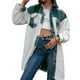 thumbnail image 1 of Chaqueta de mujer de manga larga con cuello vuelto y botones de una sola fila, abrigo a cuadros de retales de lana, cuadros verdes S, 1 of 6
