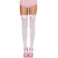 thumbnail image 1 of Medias hasta el muslo Leg Avenue con lazo de satén blanco y rosa Talla única, 1 of 5