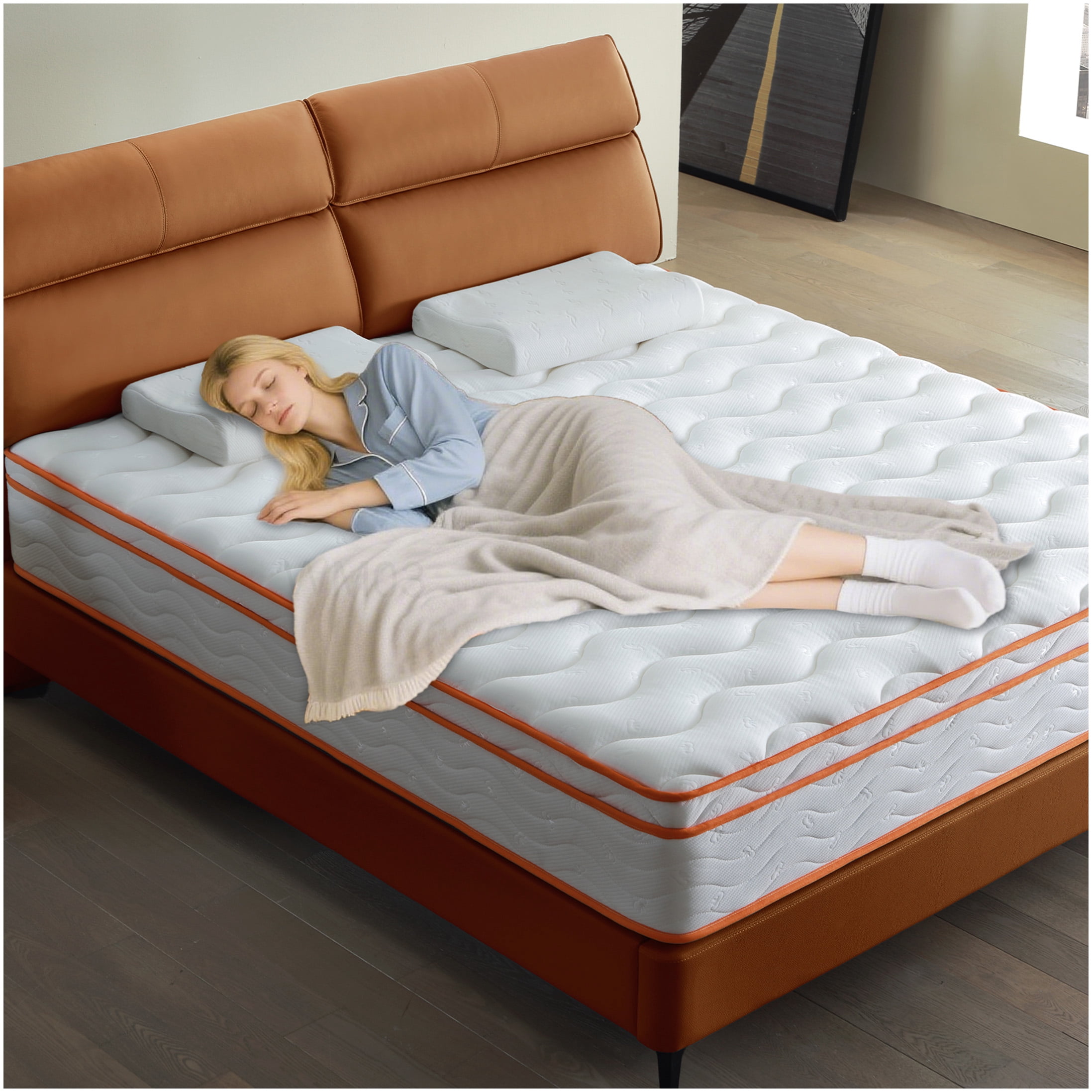 CHAMPFLAG King Size Hybrid Mattress 12 Inch with Euro Top, Medium Firm for Back Support, Cooling Gel Foam, Motion Isolation, Edge Support, CertiPUR-US, Bed in a Box