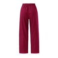 thumbnail image 5 of Gibobby pantalones colombianos de mujer Pantalones casuales de color sólido para mujer Pantalones con bolsillos en la cintura elástica Pantalones de pierna ancha (Vino, S), 5 of 5