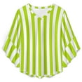 thumbnail image 4 of Bright Green And White Vertical Women's V-Neck Blouse With 3/4 Ruffled Bell Sleeves Casual Top Ladies Blouses, 4 of 7