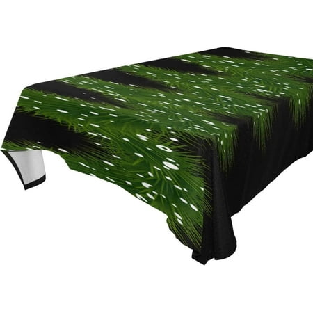SKYSONIC 60"x60" Square Tablecloth with Festive Christmas Mistletoe Covered with Snow Prints, Anti-Wrinkle and Smooth Table Cloth for Kitchen/Home/Dinning Wedding Decoration