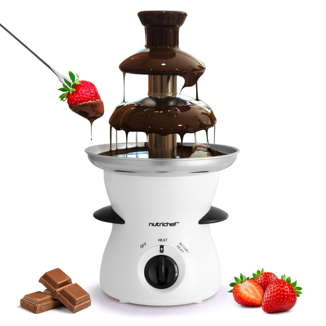 NutriChef Máquina Calentadora de Chocolate Inoxidable Eléctrica de Fuente Fondue de Chocolate de 3 Niveles, 16 Oz