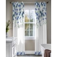 thumbnail image 4 of Blue Roses Sheer Curtains 63 Inch Length 2 Panels Set for Living Room/Bedroom, Spring Floral Elegant Pastoral Flowers Botanical Kitchen Curtains Grommet Curtains Window Treatments 42"x63"x2, 4 of 7