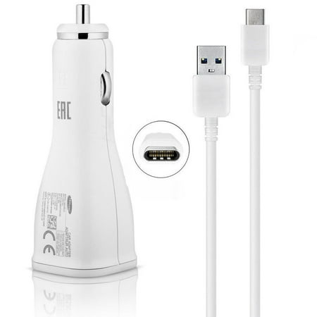 AT&T Samsung Galaxy S8 Adaptive Fast Charger Type C Cable Kit! [DUAL Car Charger + 2x Type C USB Cable] Adaptive Fast Charging uses dual voltages for up to 50% faster charging! - Bulk
