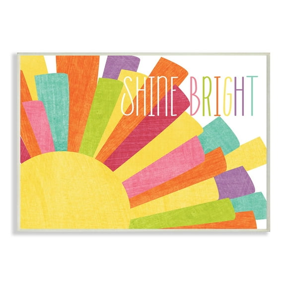 The Stupell Home Decor Collection Shine Bright Colorful Sun Illustration Wall Plaque Art