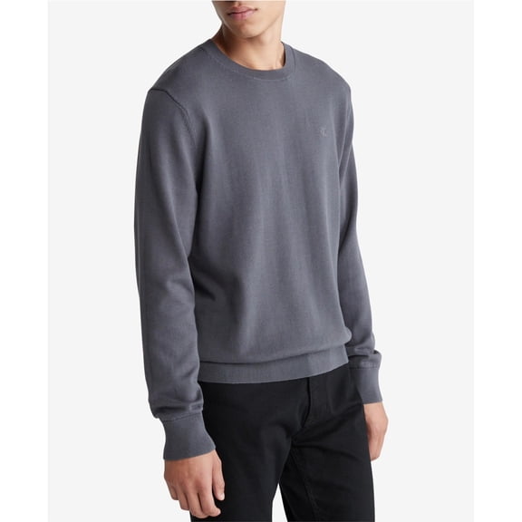 Calvin Klein Mens Monogram Logo Pullover Sweater, Grey, XX-Large