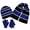 Black, Royal Blue, variant on Minus 5 Degrees Boy's 8-18 Color Block Winter Beanie Scarf and Gloves Set