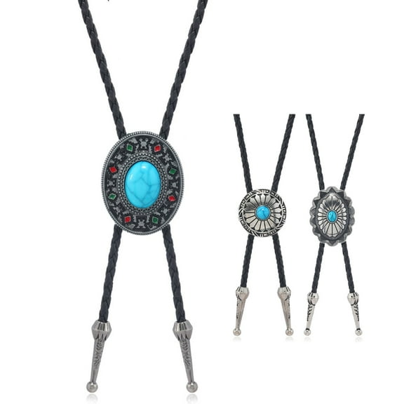 Aellinatey 3PCS Turquoise Bolo Tie Women Men Unisex Western Bolo Tie Adult Neck Jewelry