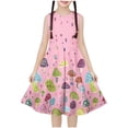 thumbnail image 2 of Sleeveless Stretchy Dress A Line Twirly Skater School Recital Dress Short Sleeve Round Neck Dress Vestido de verano para niñas, 2 of 6
