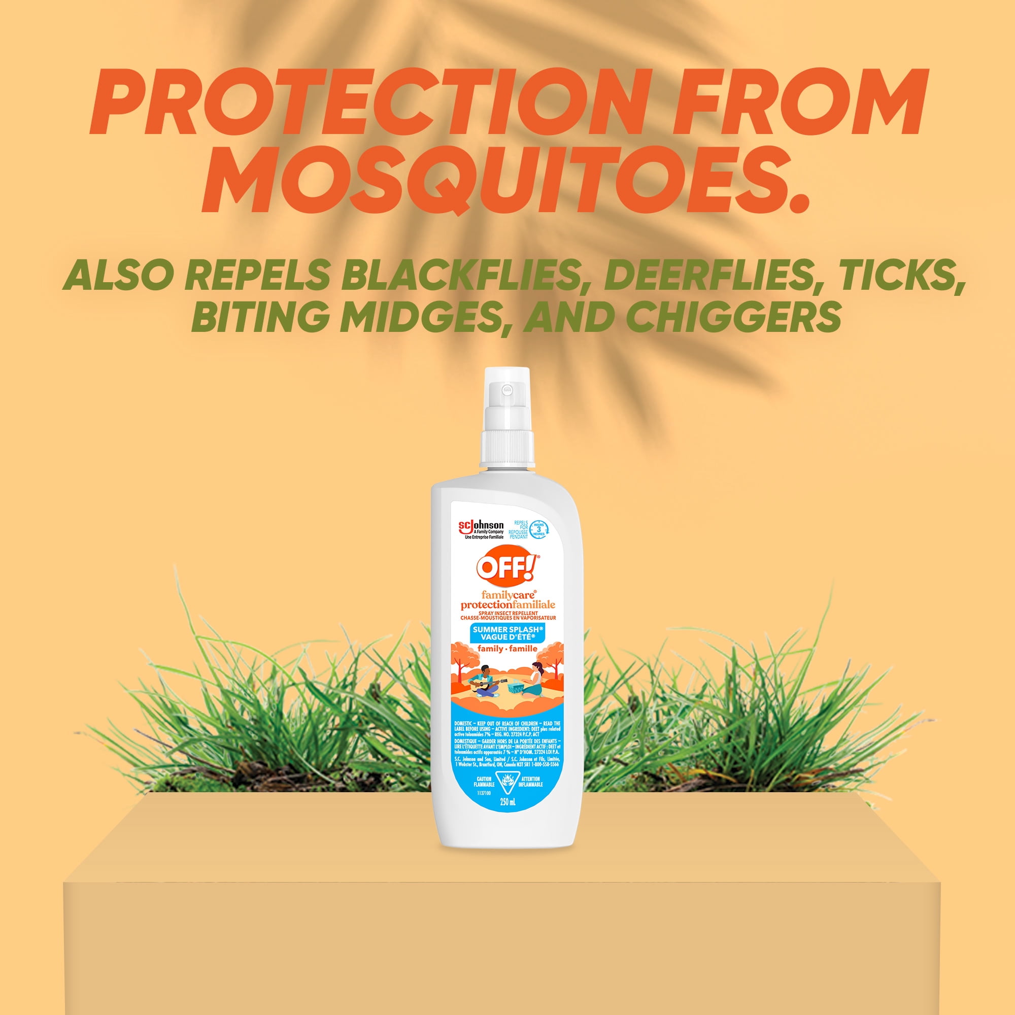 OFF! FamilyCare Insect Repellent, Bug Spray for up to 3 Hours of Protection, Summer Scent, 250mL
