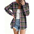 thumbnail image 7 of Weiqiqre Women's Tops, Tees & Blouses Plaid Shirt Long Sleeve Collar Button Down Blouses Lightweight Tops, 7 of 7