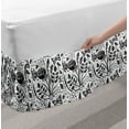 thumbnail image 2 of Floral Bed Skirt, Monochromatic Butterfly Rose Flowers Peduncles Twigs Buds Illustration, Elastic Bedskirt Dust Ruffle Wrap Around for Bedding Decor, 4 Sizes, Charcoal Grey and White, by Ambesonne, 2 of 2