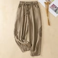 thumbnail image 2 of Ashosteey Women's Harem Baggy Pants Casual Vintage Wide Leg Pant Linen Cotton Drawstring Trousers, 2 of 5