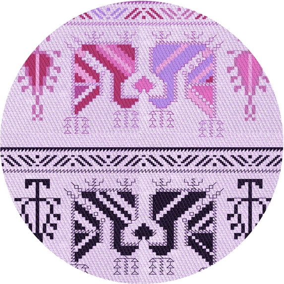 Ahgly Company Indoor Round Patterned MediumOrchid Purple Area Rugs, 6' Round