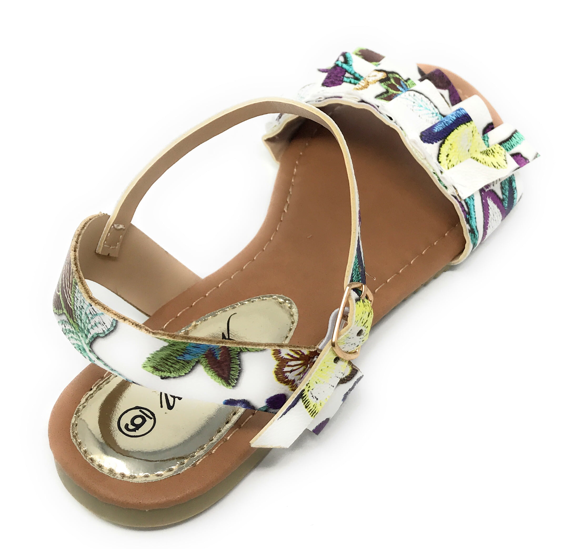 Victoria K Women's Printed Floral Ruffels Sandals