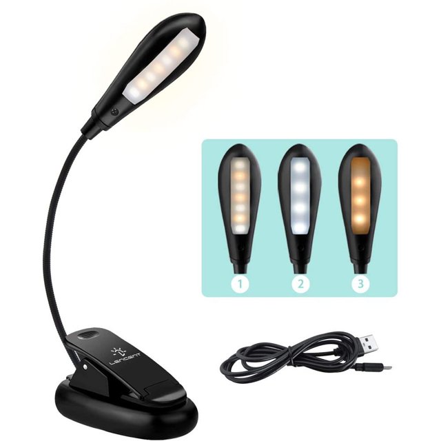 Luz de lectura recargable Zhivalor 9 modos de brillo 7 luces LED flexible y portátil Blanco frío y cálido