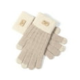 thumbnail image 4 of WZXFASHION Ladies' Alpaca Like Knitted Gloves With Fleece Lined Interior Double Layer Wrist Opening And Sensitive Screen Function For Warmth Clothing Shoes & Accessories Khaki One Size, 4 of 4