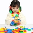 thumbnail image 2 of 70 piezas de juguete Montessori para enhebrar cordones - Cuentas grandes con forma geométrica para manualidades infantiles, actividades preescolares y juguetes de guardería - Materiales de aprendizaje, 2 of 6