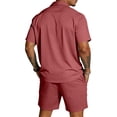 thumbnail image 7 of CONZONE Mens 2 Peice Beach Outfits Solid Color Short Sleeve Buttons Up Shirts Shorts Sets Breathable Summer Tracksuits, 7 of 7