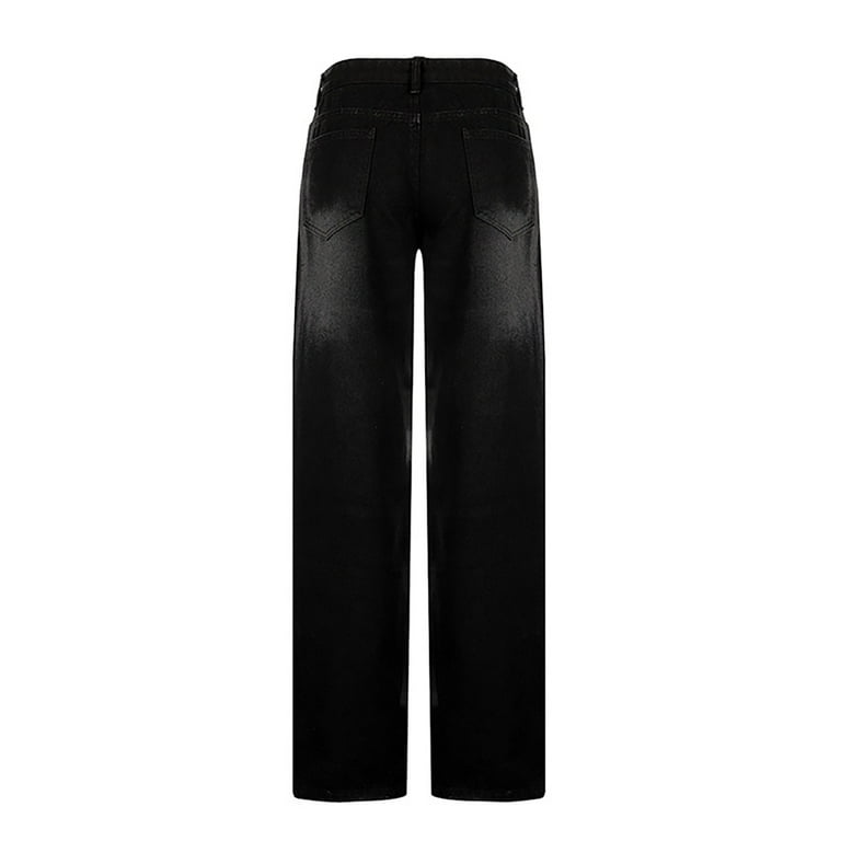 Dyfzdhu Baggy Jeans for Women Low Waisted Casual Flare Leg Dyfzdhu Baggy Jeans for Women Low Waisted Casual Flare Leg