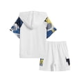 thumbnail image 6 of Arshiner Boys 2 piece outfits Letter Graphic Colorblock Short Sleeve Hoodie Short Sets, 6 of 7
