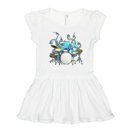 

Inktastic Cute Blue Octopus Drumming Gift Toddler Girl Dress