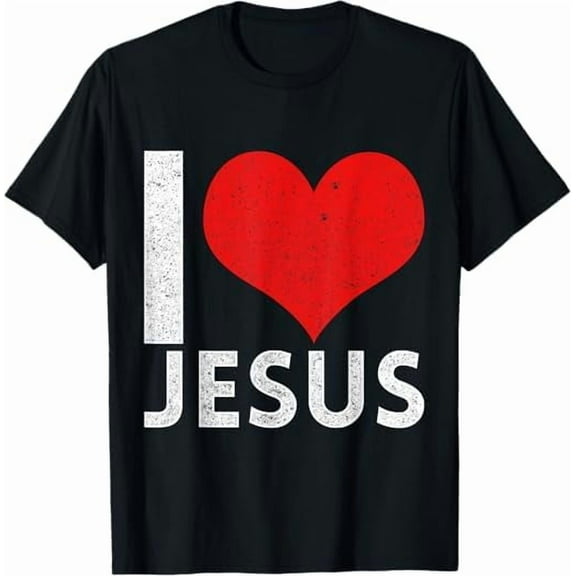 I Love Jesus I Heart Jesus Funny Jesus T-Shirt, Christian Shirt for Women Men Religious Graphic Crewneck Faith Tee