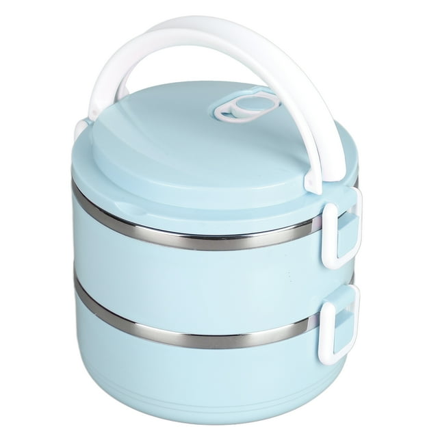 Stackable Thermal Lunch Box with 304 Stainless Steel, Insulated Sealed Containers, Ergonomic Handle, Safety Buckles, Heat Preservation Support, Round Shape Lunchbox for Home,
