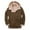 Brown, variant on Fesfesfes Men Fleece Jacket Casual Keep Warm Thicken Plush Tops Long Sleeve Turndown Jacket Zipper Patchwork Coats
