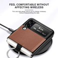 thumbnail image 2 of Dteck Case for Samsung Galaxy Z Flip 3 5G (2021),Shockproof PU Leather Hybrid PC Ring Holder Slim Protective Back Phone Case Cover,Brown, 2 of 9