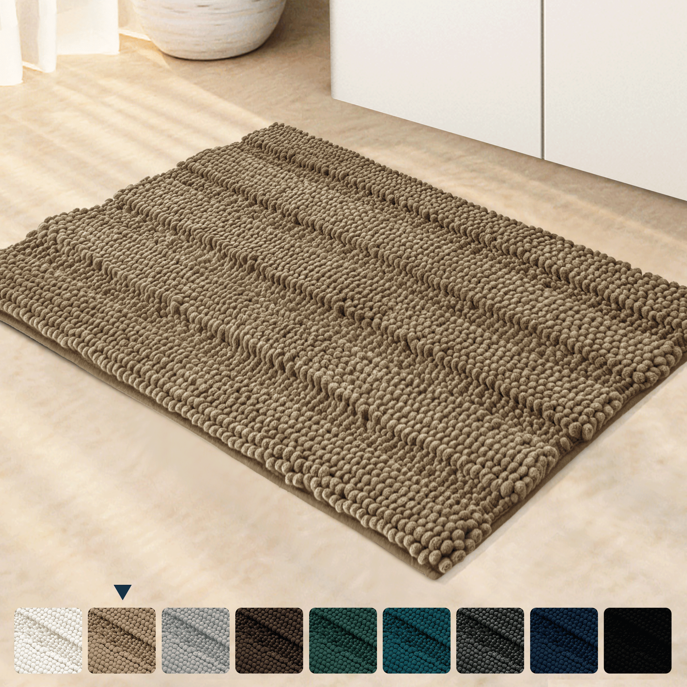 Soft and Durable Microfiber Bathroom Shower Accent Rug 30" x 18" Brown 
